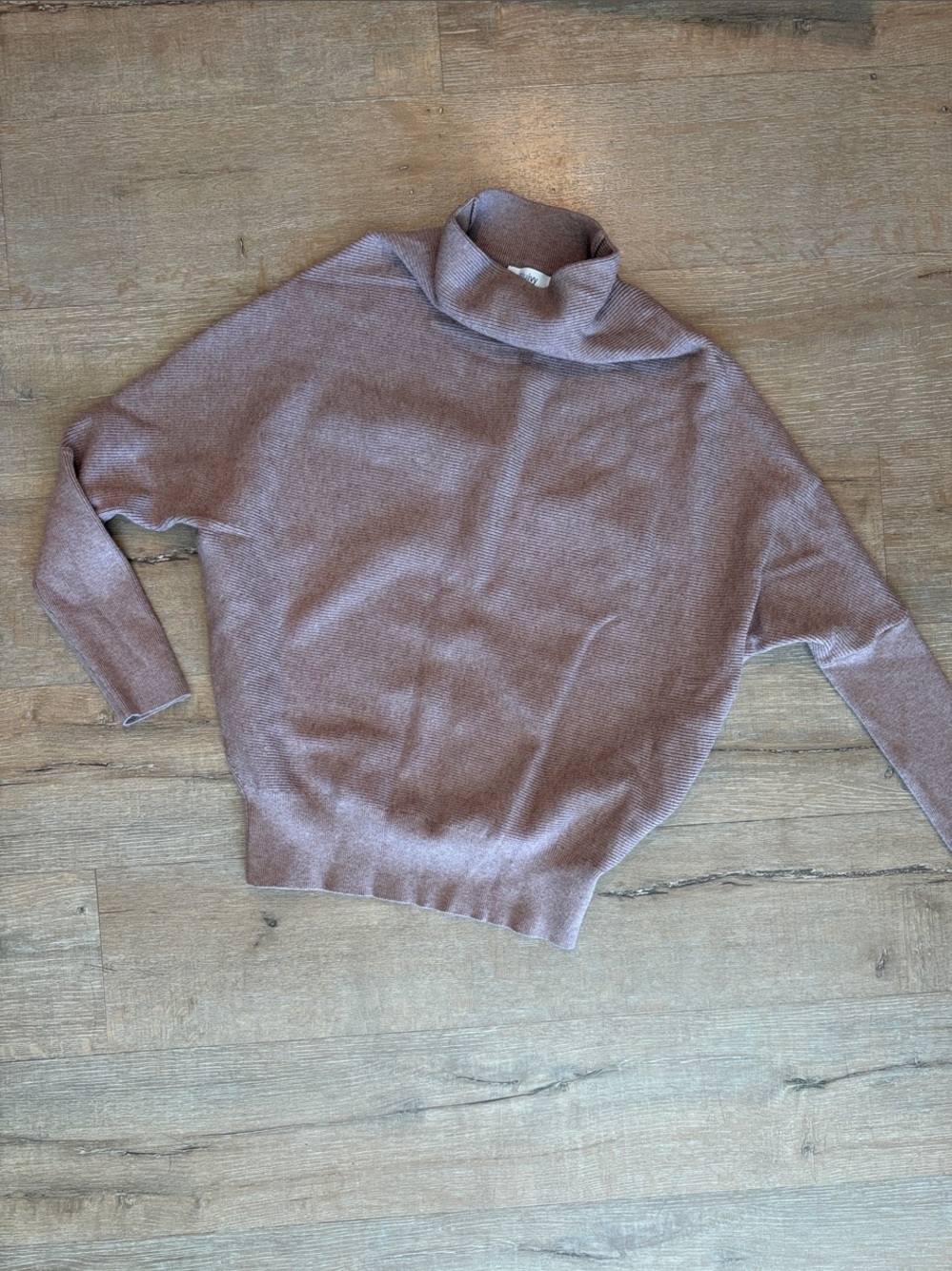 Women's Cozy Turtleneck Dolman Sweater — Dusty Mauve/ light brown